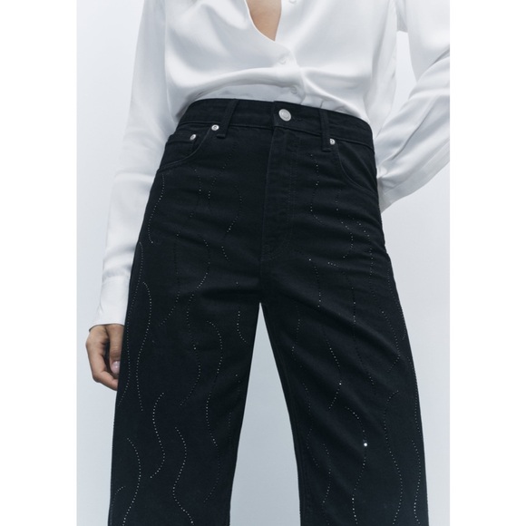 NWT Zara Rhinestone Jeans - Picture 6 of 11